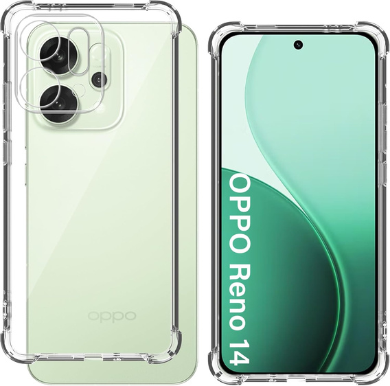 Etui do Oppo Reno 14, wzmocnione, z ochroną aparatu, przezroczyste