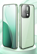 Etui do Oppo Reno 14, Magnetic Dual Glass, przezroczyste z zielonymi bokami