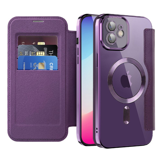 Etui z klapką do iPhone 11, RFID Wallet MagSafe z ochroną aparatu, fioletowe