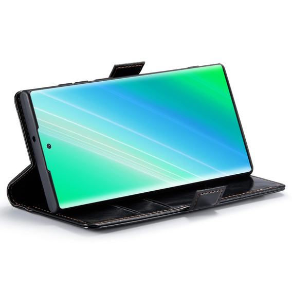 Etui z klapką do Samsung Galaxy S23 Ultra, ERBORD Waxy Wallet, czarne
