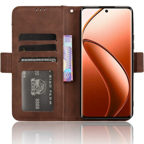 Etui z klapką do Realme 12 Pro 5G / 12 Pro+ 5G, Card Slot, brązowe