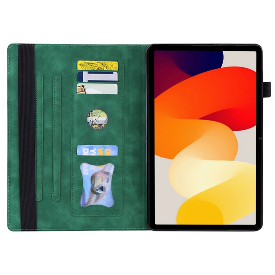 Etui z klapką i kieszeniami na karty do Xiaomi Redmi Pad 2 - Zielone