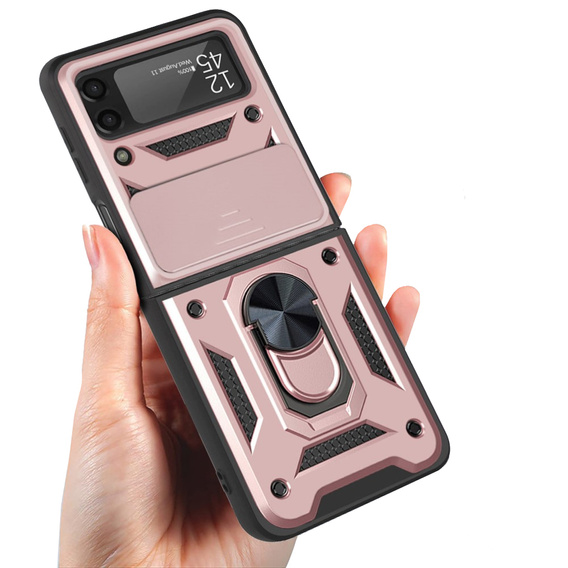 Etui pancerne do Samsung Galaxy Z Flip3 5G, CamShield Slide, różowe rose gold