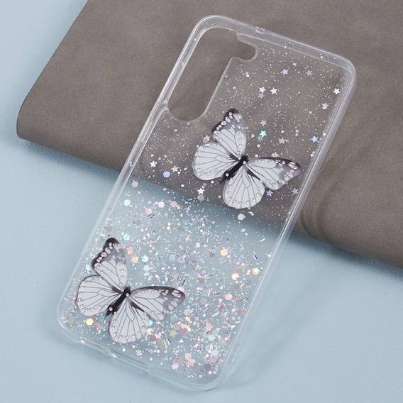 Etui do Samsung Galaxy S24, Glitter Butterfly, białe
