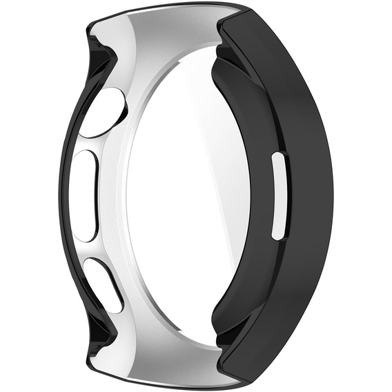 2w1 Etui silikonowe z osłoną ekranu do Huawei Watch 5 42mm – lekka ochrona wyświetlacza i boków - czarne