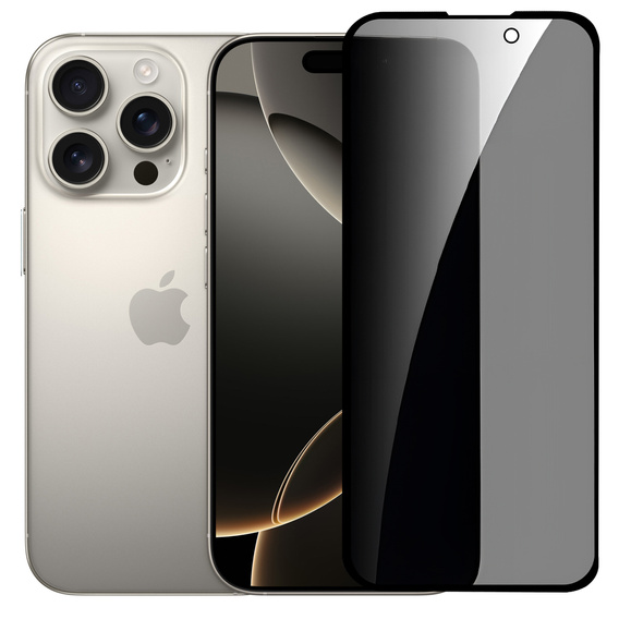 2x Szkło Hartowane prywatyzujące do iPhone 16 Pro Max, ERBORD 9H Easy App Anti-Peep