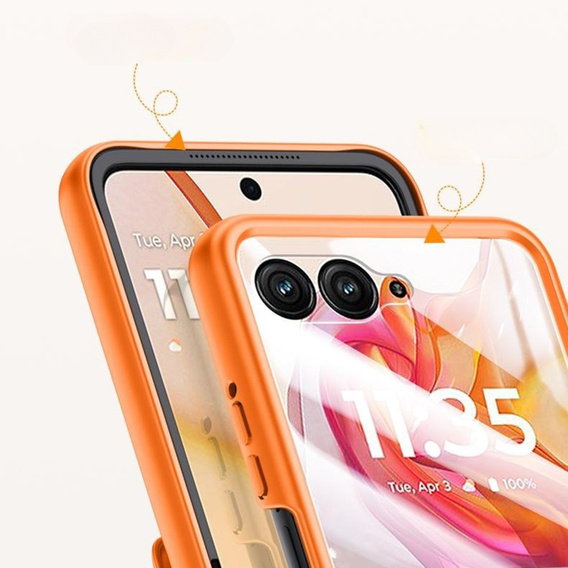 Etui do Motorola Razr 50 Ultra, Slim Leather, ze szkłem, pomarańczowe