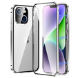 Etui do iPhone 14, Magnetic Dual Glass, srebrne
