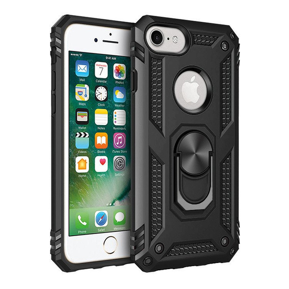 Etui pancerne do iPhone 6/6S/7/8/SE 2020/SE 2022, Nox Case Ring, czarne