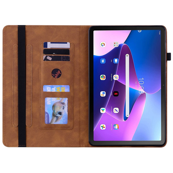 Etui do Lenovo Tab M10 10.1 Gen 3, Wallet Pen Slot, brązowe