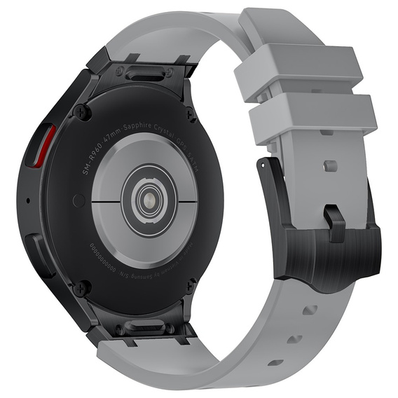 Pasek silikonowy do Samsung Galaxy Watch 4/5/6/7/FE 40/42/43/44/45/46/47mm, Szary / czarna klamra
