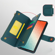 Etui z klapką do Samsung Galaxy S24 Ultra, Wallet Zipper Pocket RFID, z paskiem na ramię, zielone