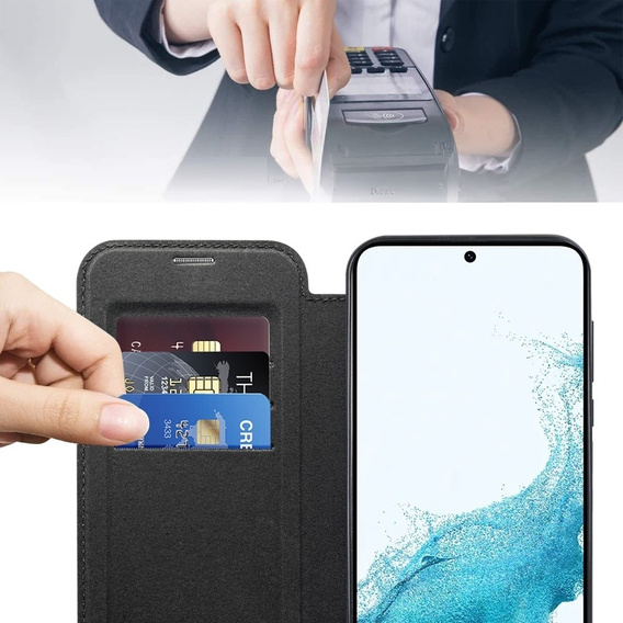 Etui z klapką do Samsung Galaxy S22 5G, RFID Wallet MagSafe z ochroną aparatu, czarne