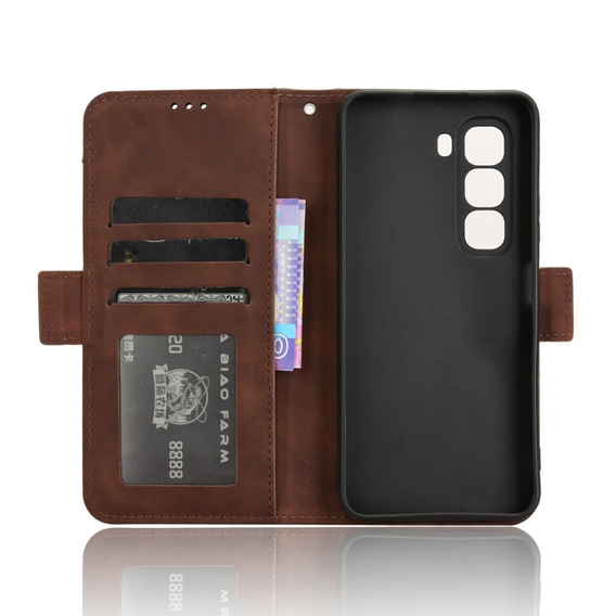 Etui z klapką do Infinix Hot 50 Pro+ 4G, Card Slot, brązowe