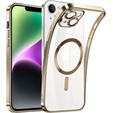 Etui do iPhone 14, Electro MagSafe, złote + Szkło na ekran