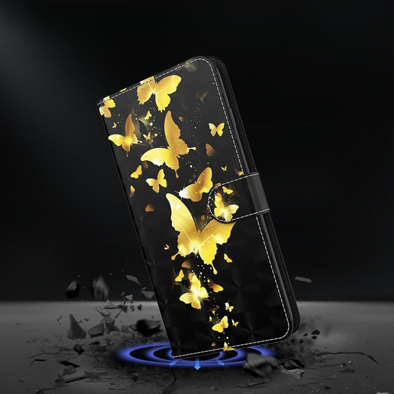 Etui z klapką do Samsung Galaxy A14 4G/5G, Wallet, Butterflies złote