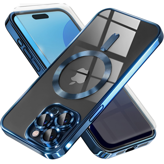 Etui do iPhone 16 Pro, Electro MagSafe, niebieskie + Szkło na ekran
