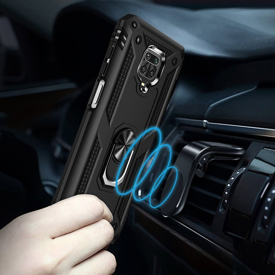 Etui pancerne do Xiaomi Redmi Note 9S / 9 Pro, Nox Case Ring, czarne