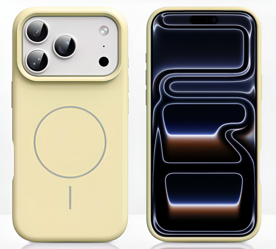 Etui silikonowe do iPhone 17 Pro Max, do MagSafe, antywstrząsowe, żółte