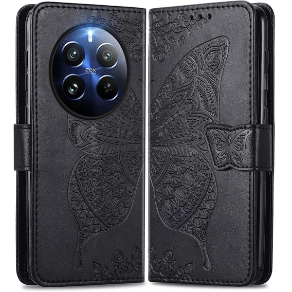 Etui z klapką do Realme 12 Pro 5G / 12 Pro+ 5G, Butterfly, czarne