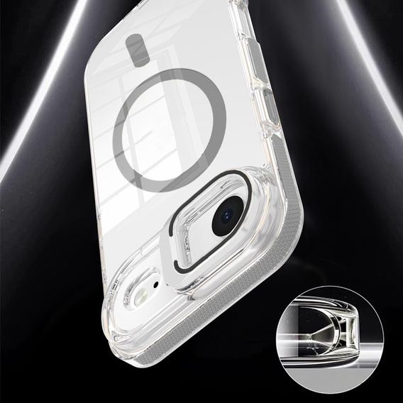 Etui do iPhone 17 Air, do MagSafe, z podstawką, transparentne z szarymi wstawkami
