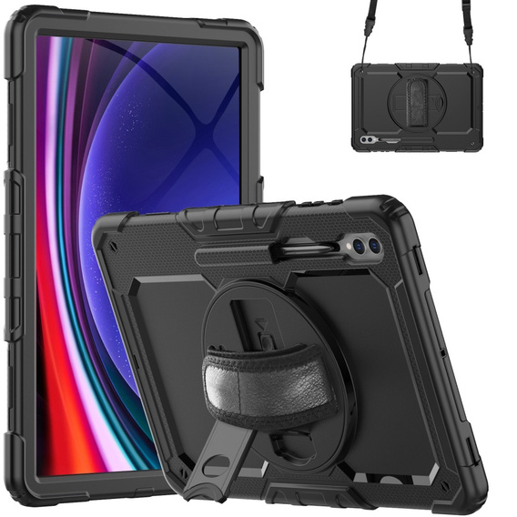 Etui pancerne do Samsung Galaxy Tab S9 Ultra, ochronne 360 z miejscem na rysik, Czarne