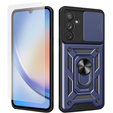 Zestaw Etui pancerne do Samsung Galaxy A34 5G, Nox Camera Slide, Niebieskie + szkło