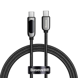 Baseus kabel Display USB-C na USB-C 1 m 100 W z wyświetlaczem - Czarny