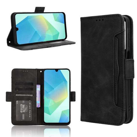 Etui z klapką do Oppo Reno 14F, Card Slot, portfelowe, czarne