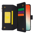 Etui z klapką do Samsung Galaxy S24, Wallet Zipper Pocket RFID, z paskiem na ramię, czarne