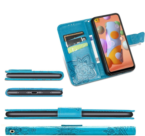 Etui z klapką do Oppo A40 / Oppo A40m, Butterfly, niebieskie