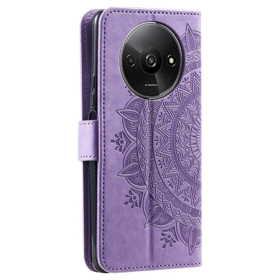 Etui z klapką do Xiaomi Redmi A3, Mandala, fioletowe