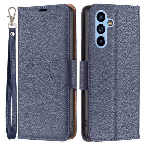 Etui z klapką do Samsung Galaxy A54 5G, Wallet Litchi Magnet, granatowe
