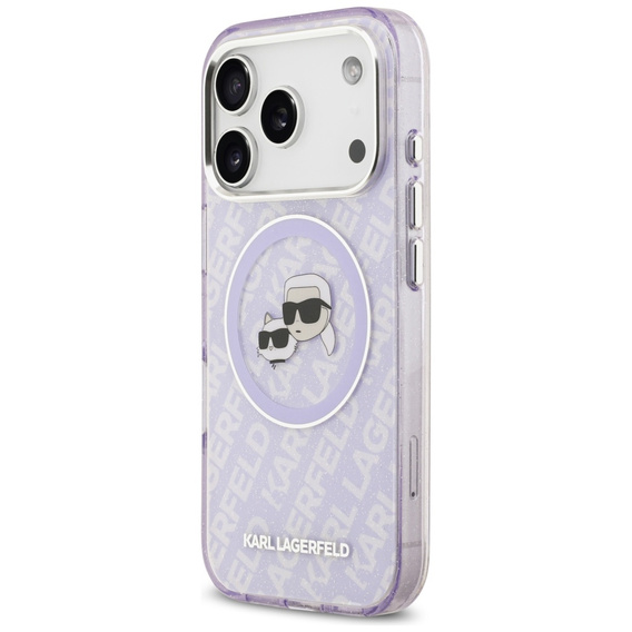 Etui Karl Lagerfeld IML Glitter Karl & Choupette Heads Logo MagSafe do iPhone 17 Pro