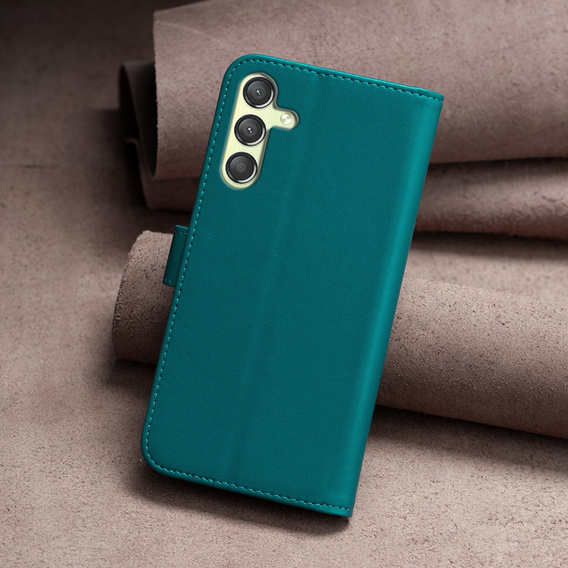 Etui z klapką do Samsung Galaxy A25 5G, BINFEN Wallet, zielone + szkło 9H