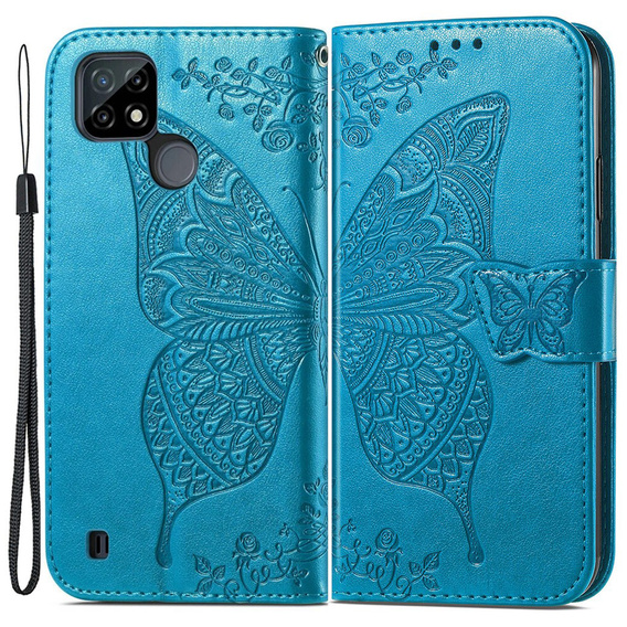 Etui z klapką do Realme C21Y / C25Y, Butterfly, niebieskie