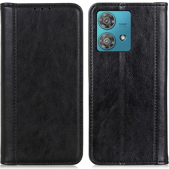 Etui do Motorola Moto G84 5G, Wallet Litchi Leather, czarne