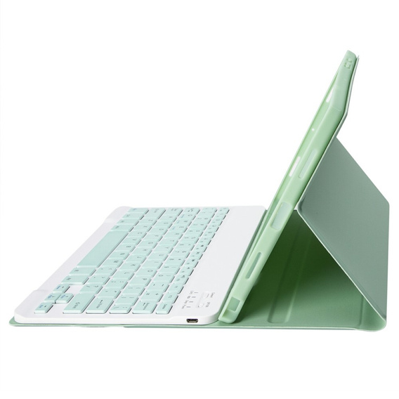 Etui z klawiaturą do Samsung Galaxy Tab A9+, Leather Pen Slot, jasnozielone