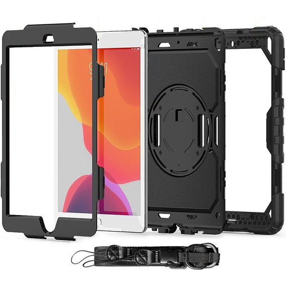 Etui pancerne do iPad 10.2" 2021/2020/2019 (9/8/7 gen.), ochronne 360 z miejscem na rysik, Czarne