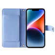 Etui z klapką do iPhone 15 Pro, Wallet Zipper Pocket, niebieskie