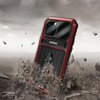 Etui pancerne do iPhone 14 Pro, Metal Hybrid, czerwone