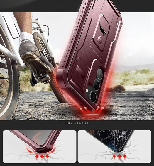 Etui pancerne do Samsung Galaxy S23, Dexnor Full Body (Two Frames), czerwone