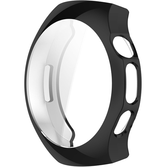 2w1 Etui silikonowe z osłoną ekranu do Huawei Watch 5 42mm – lekka ochrona wyświetlacza i boków - czarne