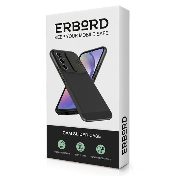 Etui do Samsung Galaxy A54 5G, ERBORD Cam Slider, czarne + Szkło hartowane