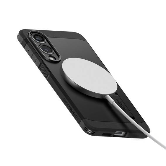 Etui Spigen do Samsung Galaxy S25 Edge, Tough Armor MagSafe, czarne + Szkło Hartowane 9H