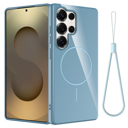 Etui do Samsung Galaxy S25 Ultra, magnetyczne z paskiem – niebieskie