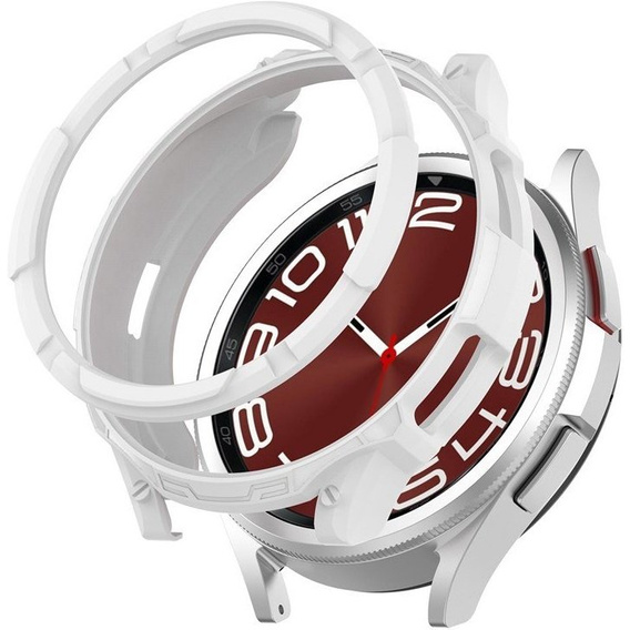 Etui z nakładką bezel ring do Samsung Galaxy Watch 6 Classic 47mm, Białe