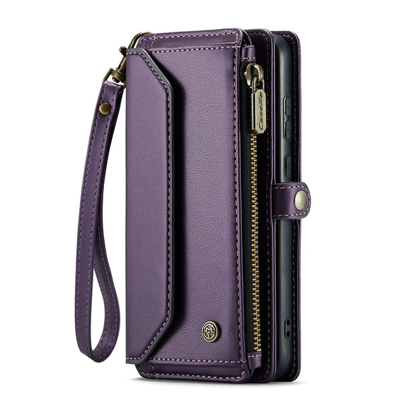Etui CASEME do Samsung Galaxy A55 5G, RFID Leather Wallet, z paskiem na ramię, fioletowe