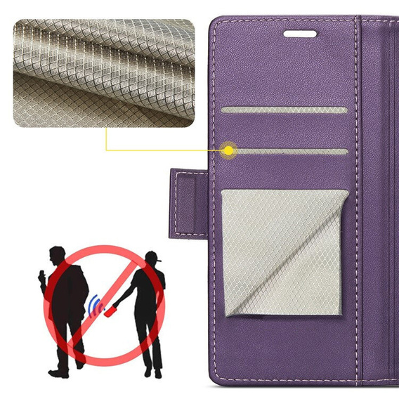 Etui do Realme 14 Pro+ 5G, ERBORD Glossy Litchi, portfel z klapką, fioletowe