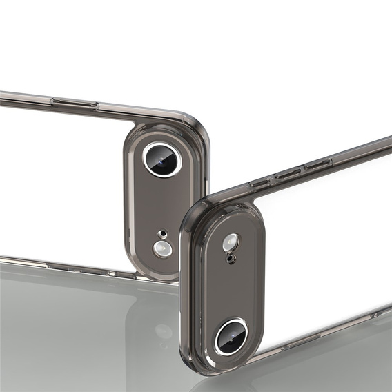 Etui silikonowe do iPhone 17 Air, z twardym tyłem, przydymione czarne